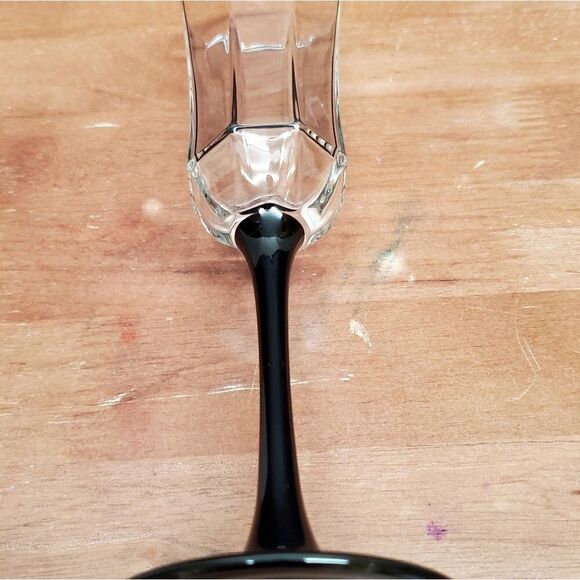 VTG France Luminarc Octime Black Stem Champagne Flutes Glasses Set of 4 - Picture 6 of 14